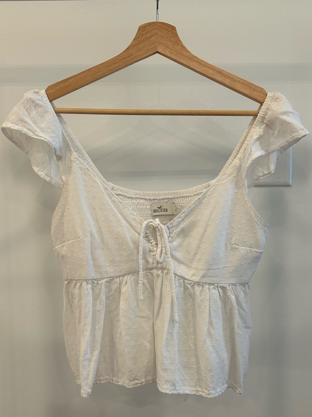 Hollister Tie Front Flutter Sleeve Blouse